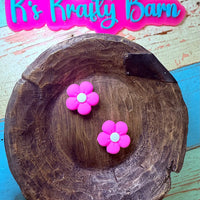 Silicone Focal Bead- Hot Pink Daisy Flower K's Krafty Barn