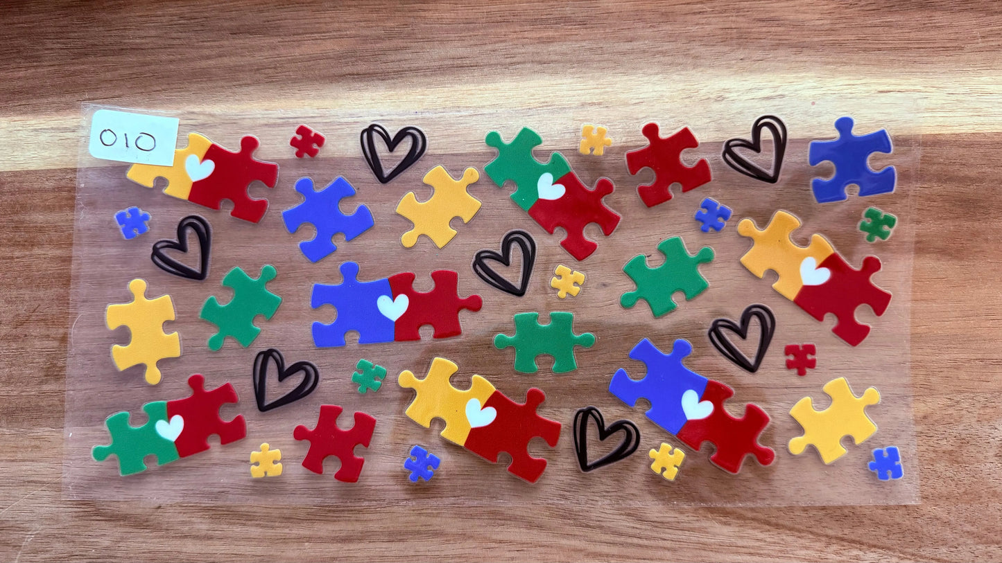 #10 Autism puzzle with hearts K's Krafty Barn
