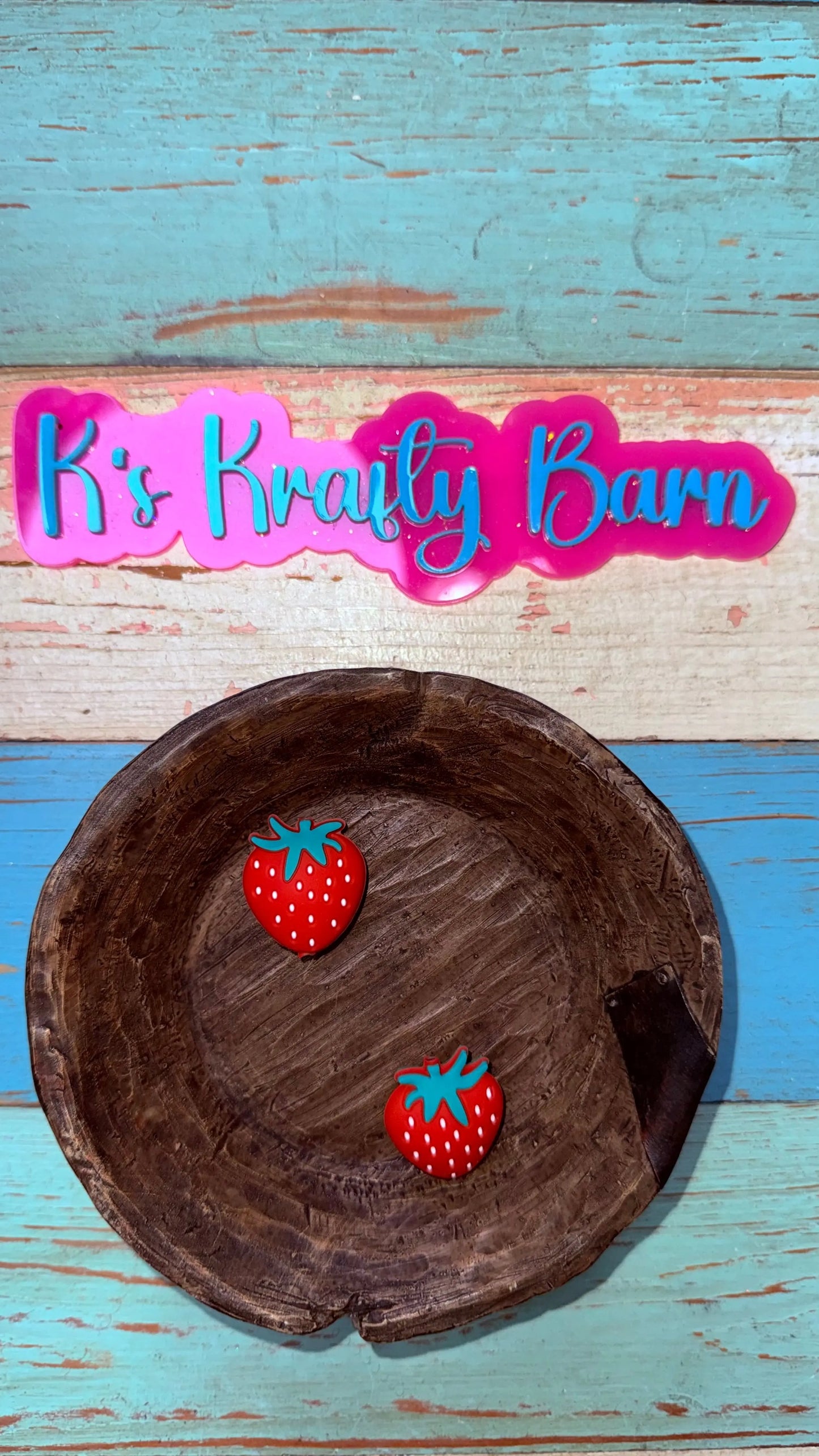 Silicone Focal Bead- 3D Strawberry K's Krafty Barn