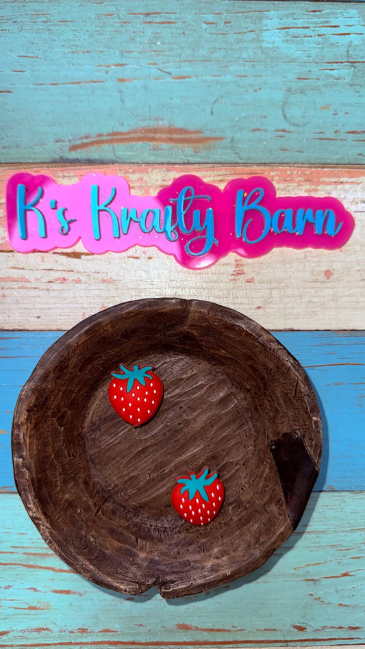 Silicone Focal Bead- 3D Strawberry K's Krafty Barn