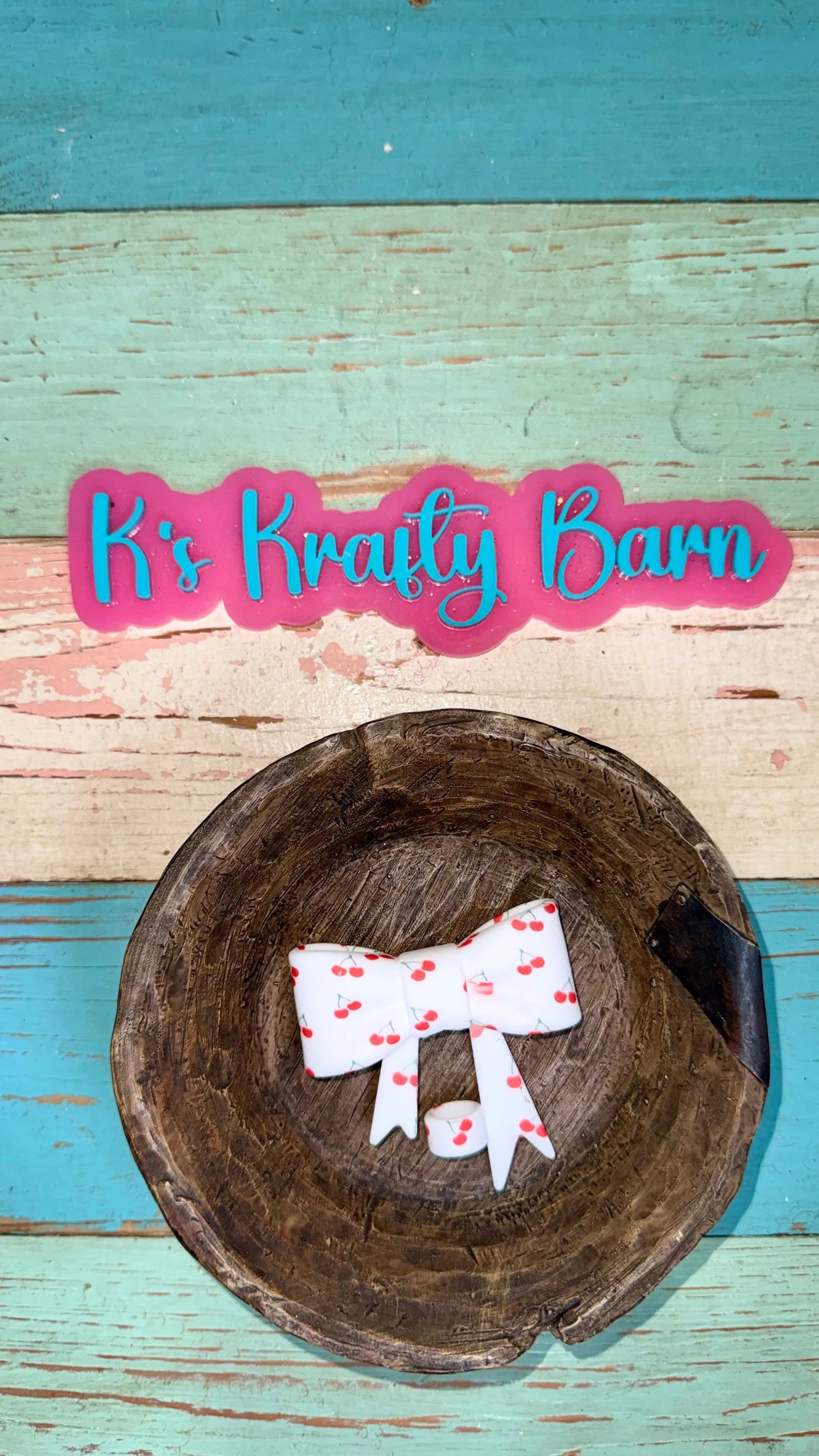 Silicone Focal Bead- Cherry Straw charm or focal K's Krafty Barn