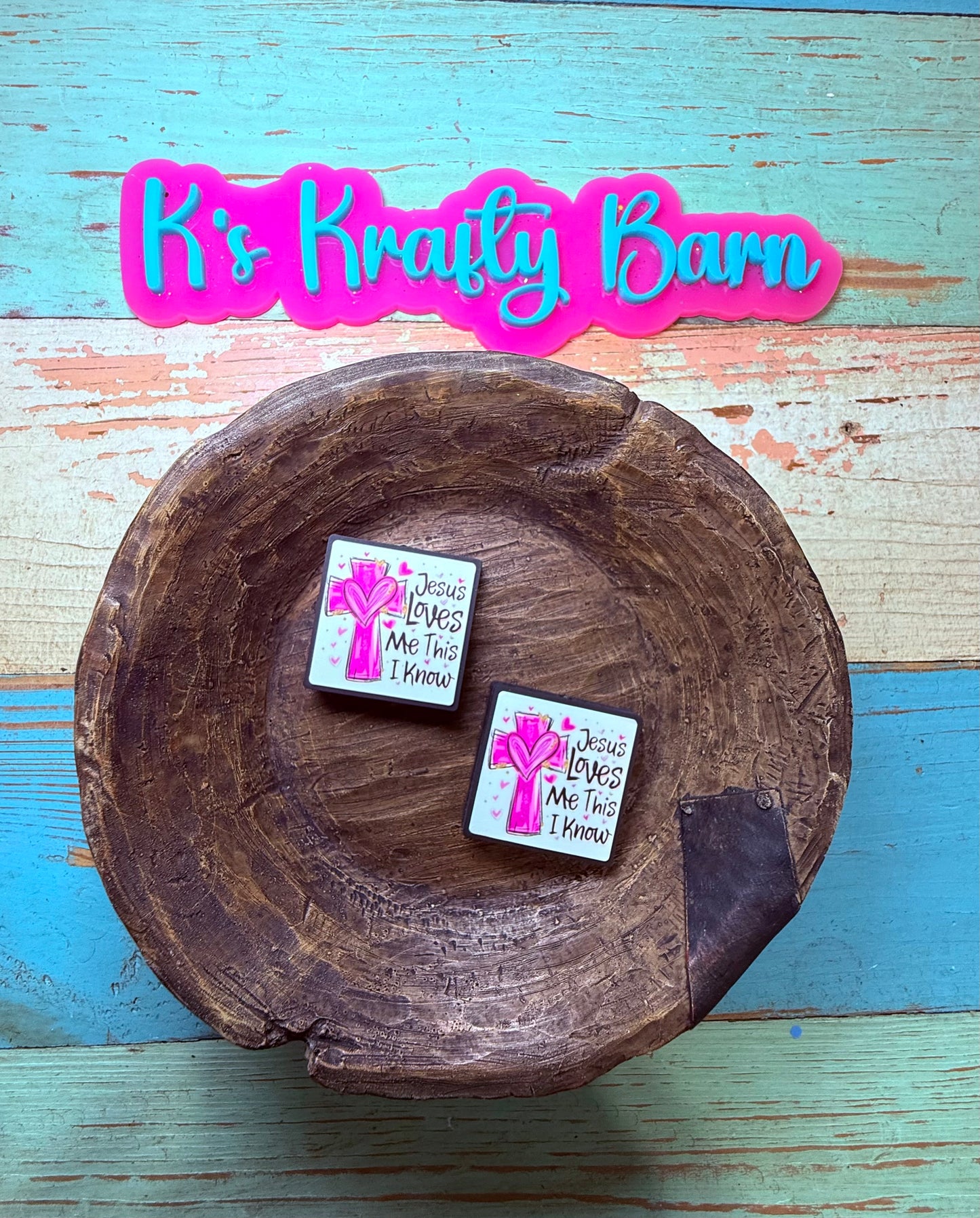 Wholesale Silicone Focal Bead- Jesus loves me this I know