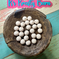 15mm Solid Silicone Beads-Ivory K's Krafty Barn