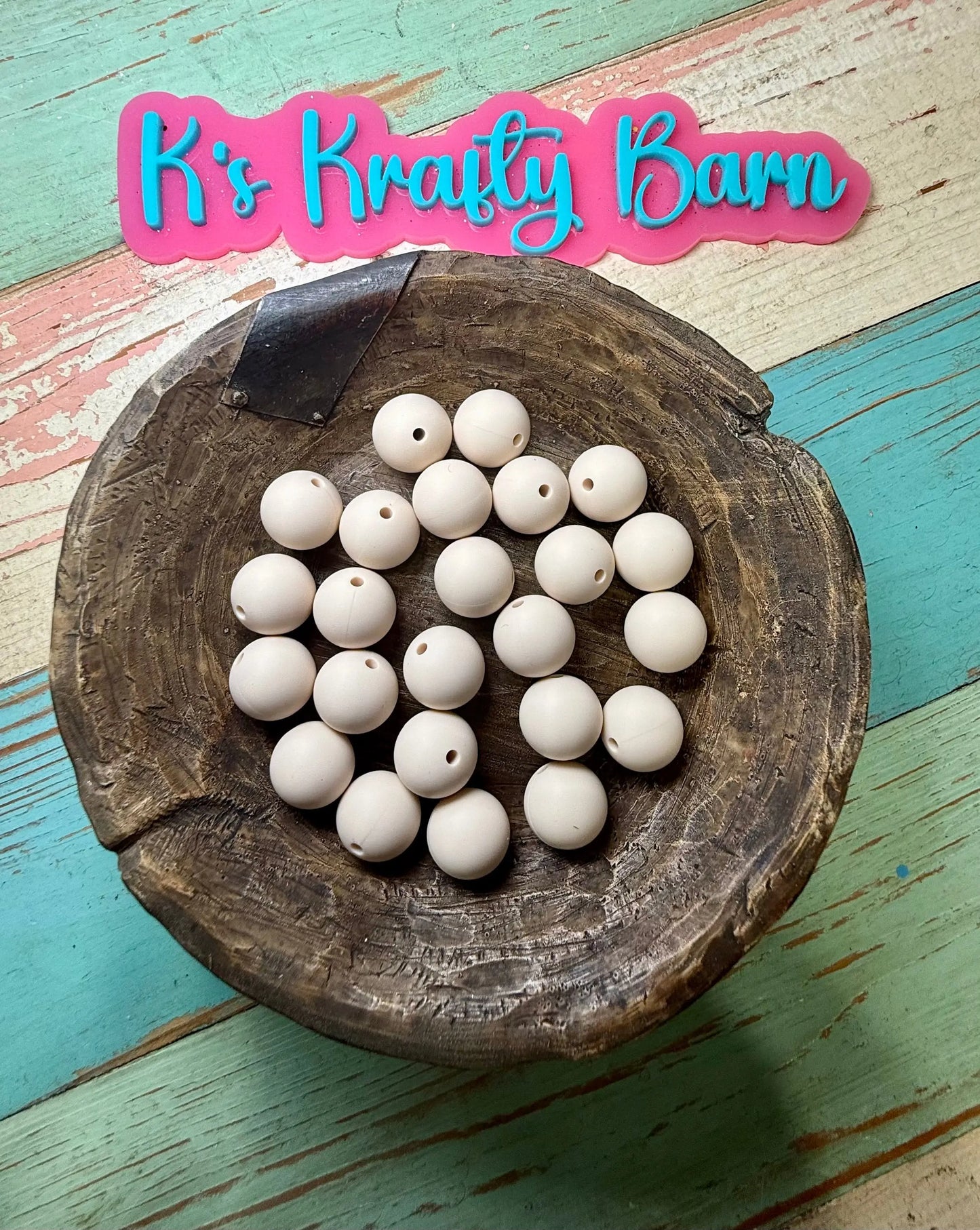 15mm Solid Silicone Beads-Ivory K's Krafty Barn