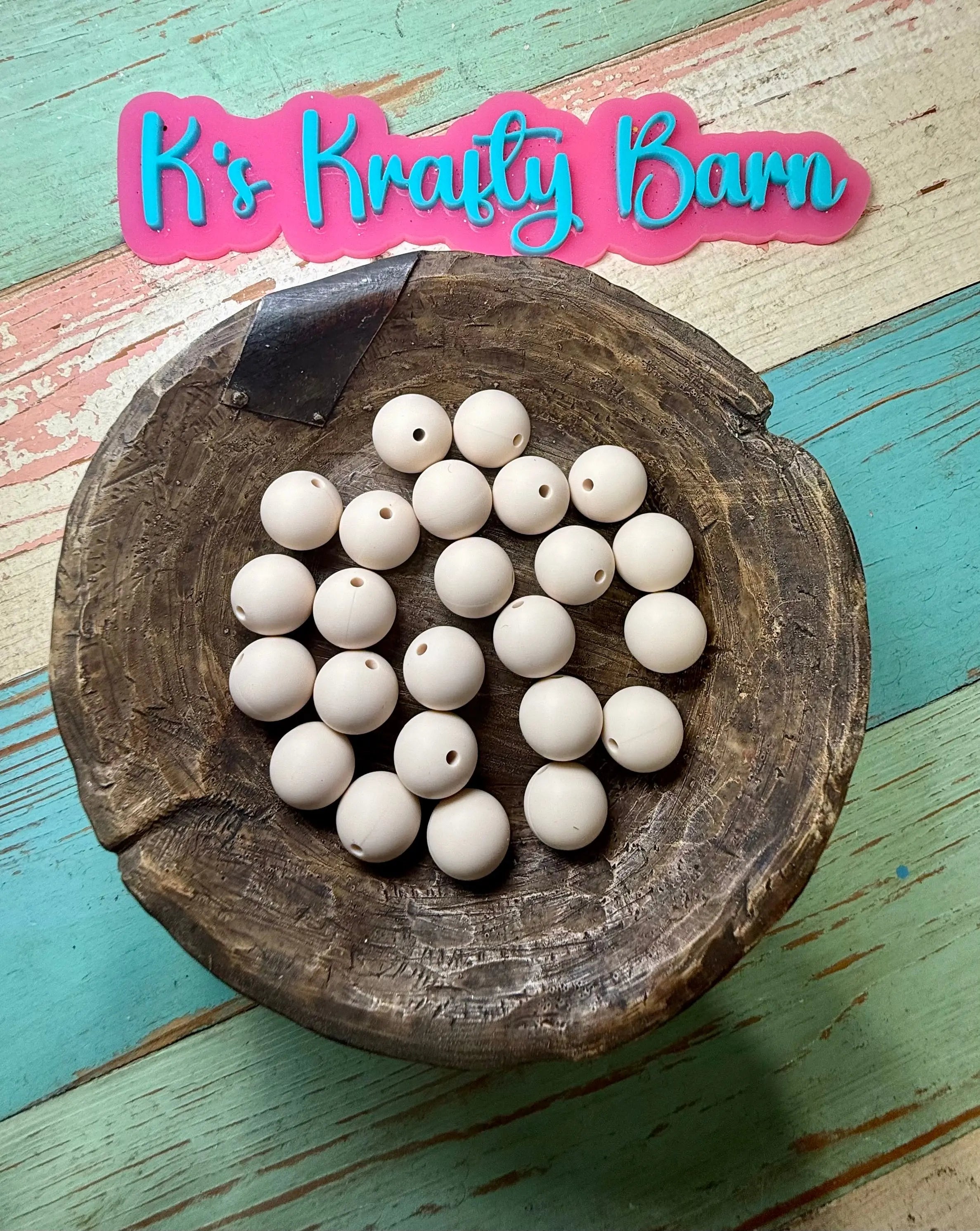 15mm Solid Silicone Beads-Ivory K's Krafty Barn