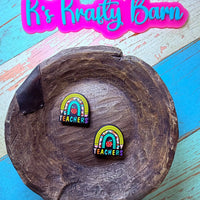 Silicone Focal Bead- Teacher rainbow K's Krafty Barn