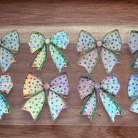 #85 Green bows-holographic K's Krafty Barn