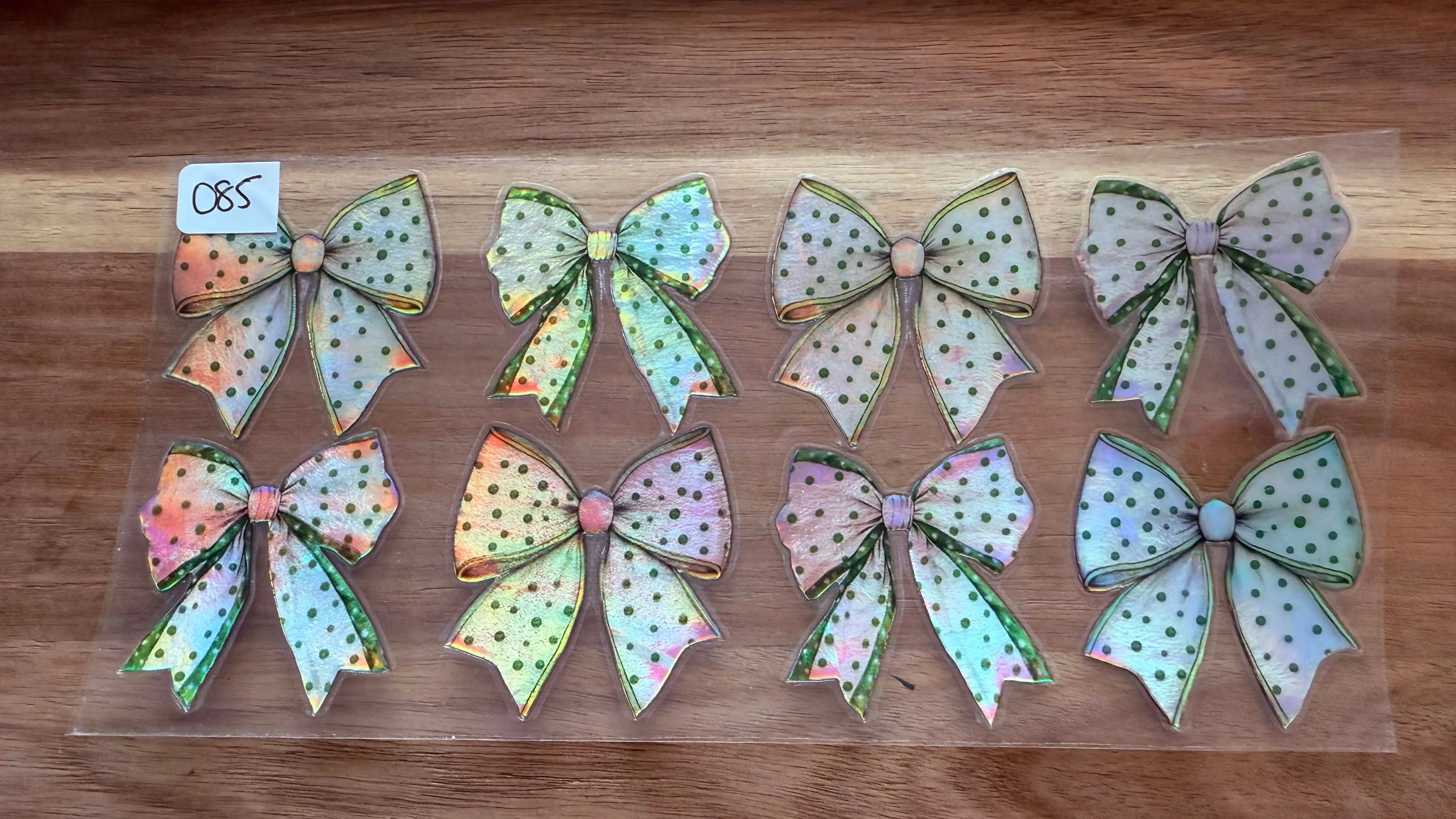 #85 Green bows-holographic K's Krafty Barn