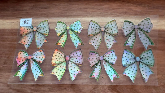 #85 Green bows-holographic K's Krafty Barn