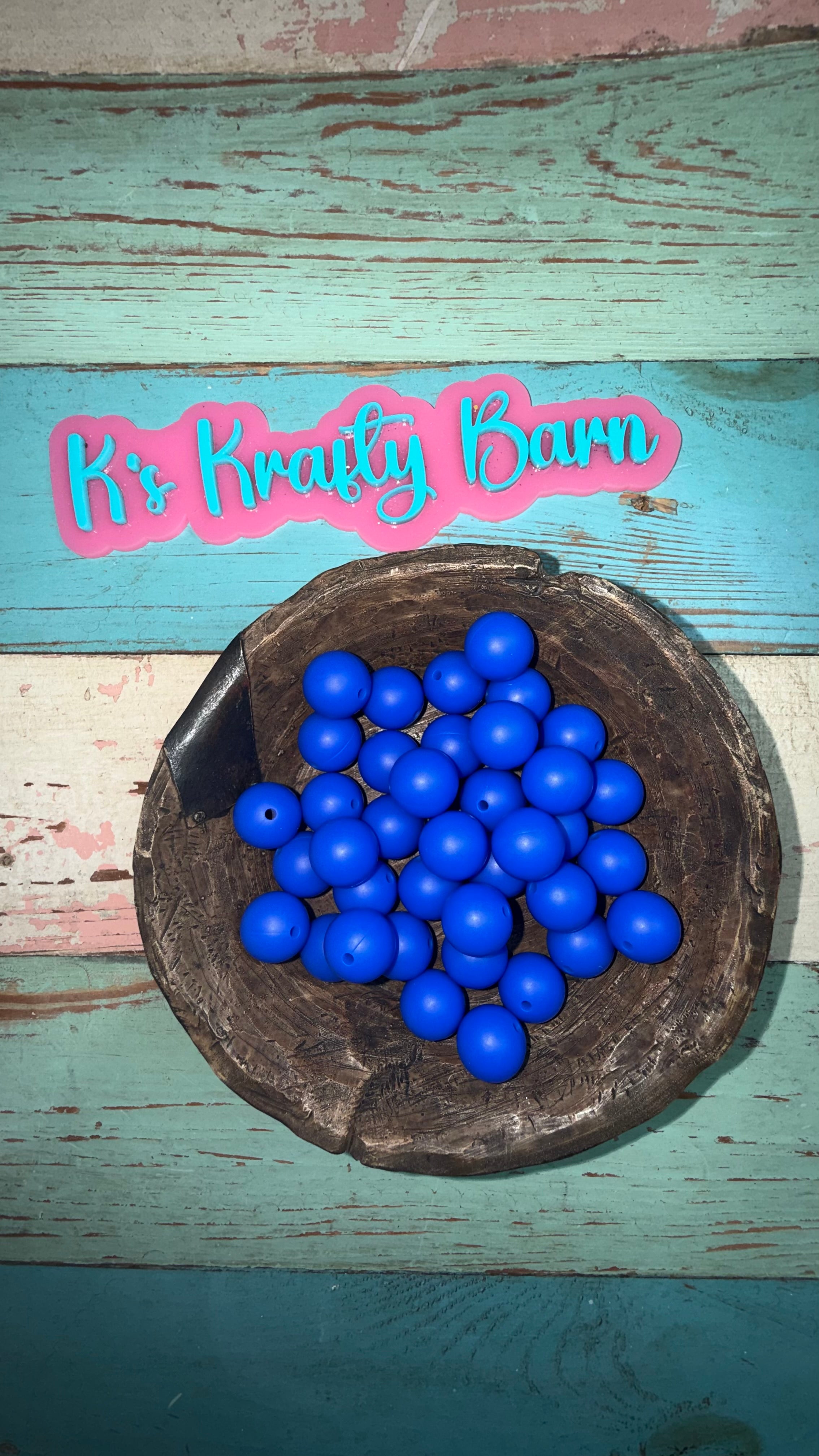 15mm Solid Silicone Beads- Cobalt Blue