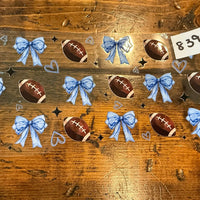 #839 Blue Bows with Footballs K's Krafty Barn