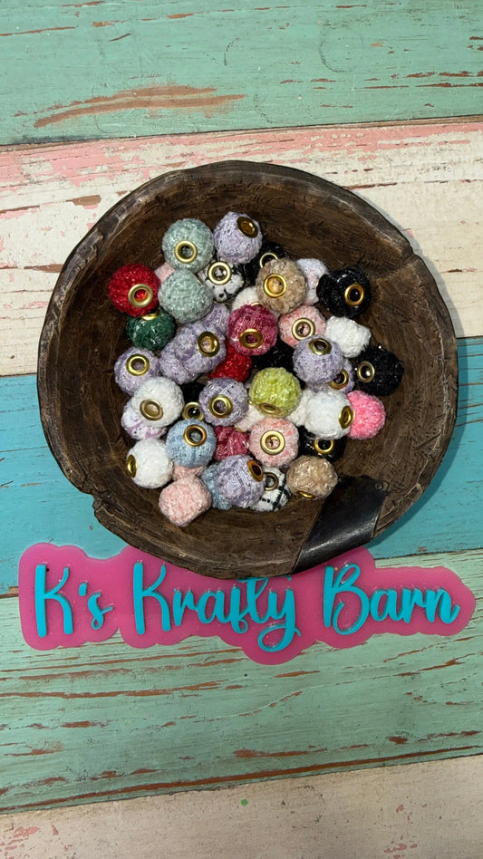 Fabric Large Hole Spacer Beads – 25 pack Random Mix | Gold Core | Beads for Pens, Keychains & Crafts K's Krafty Barn