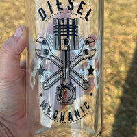 Diesel Mechanic 16oz Glass Libby K's Crafty Vibes Co.