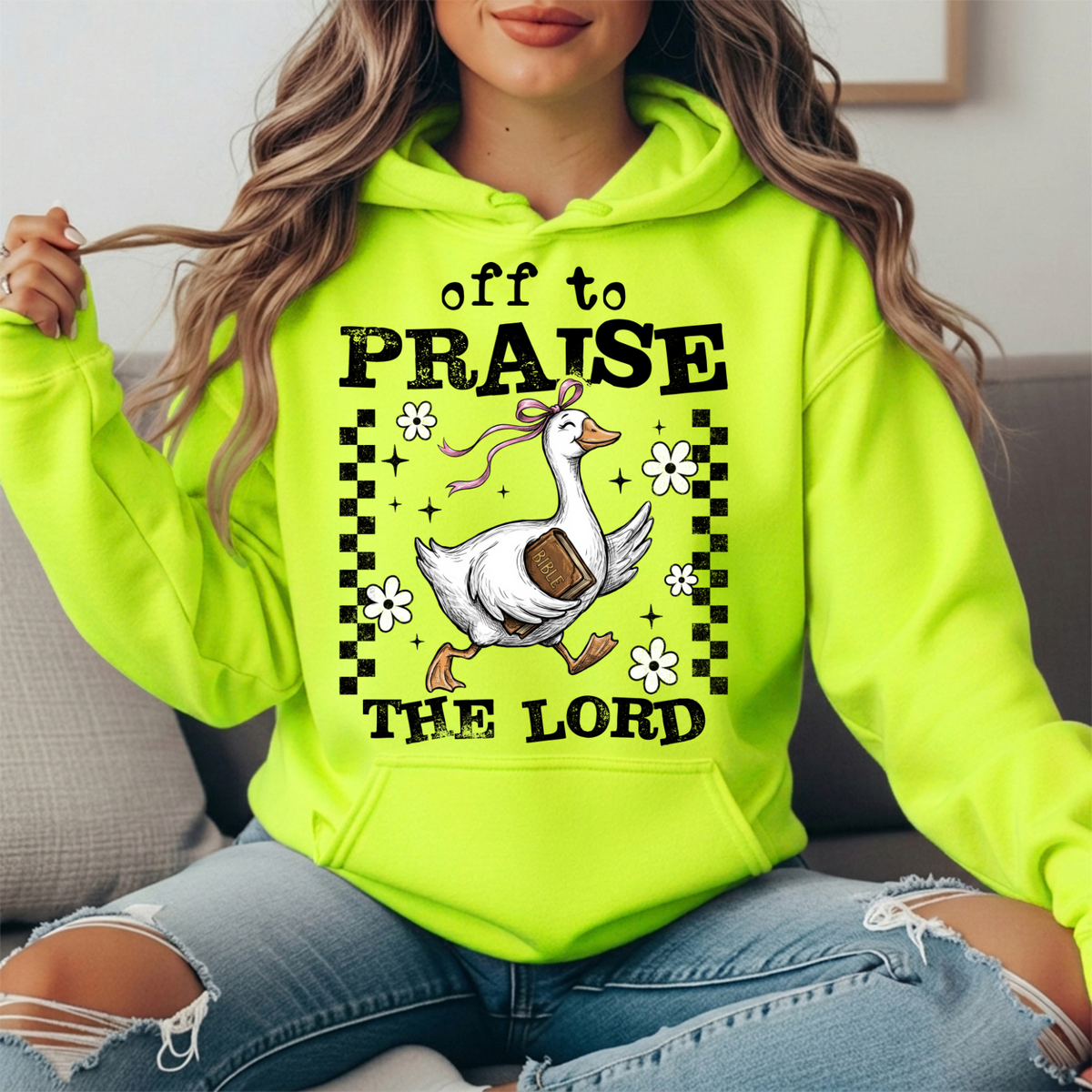 Off to Praise the Lord Goose Graphic Hoodie