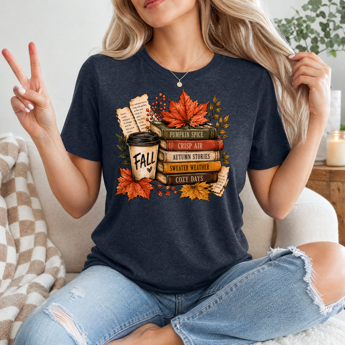 Fall & Bookish Cozy Premium Graphic Tee