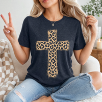 Leopard Print Cross Christian Graphic Tee