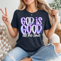 God Is Good Purple Floral Premium Graphic Tee