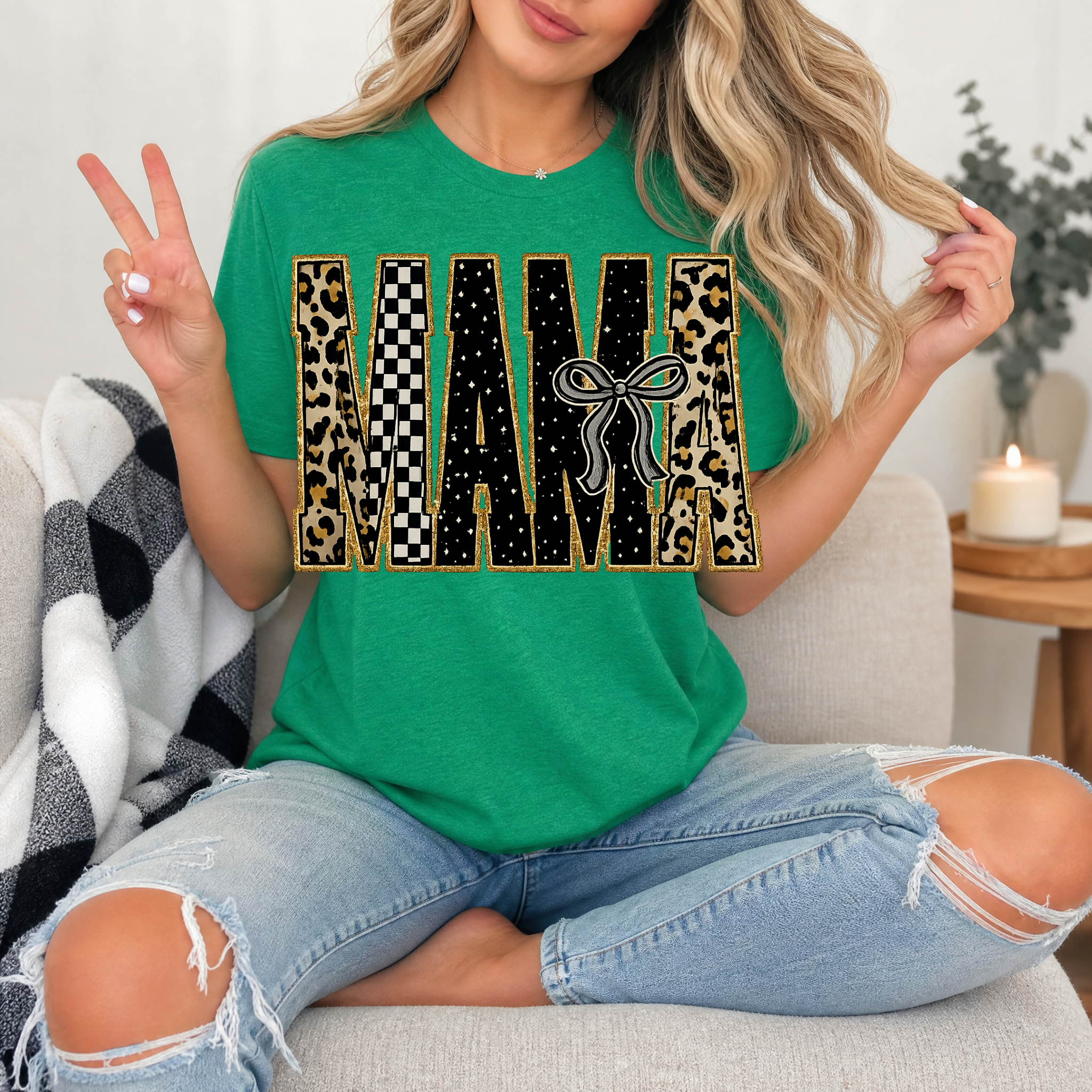 Mama Mixed Pattern Premium Graphic Tee