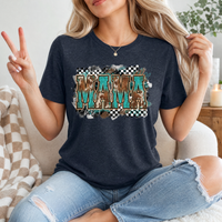Western Mama Turquoise & Checkerboard Graphic Tee
