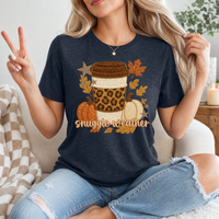 Snuggle Weather Faux Embroidery Coffee Graphic Tee