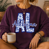 Alabama Blue Floral AL Crewneck Sweatshirt