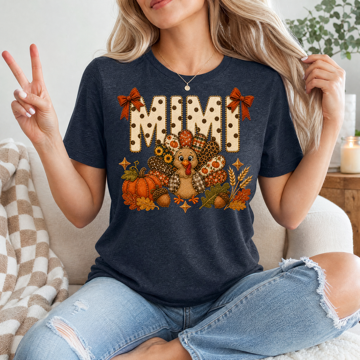 Mimi Thanksgiving Turkey & Bow Graphic Tee