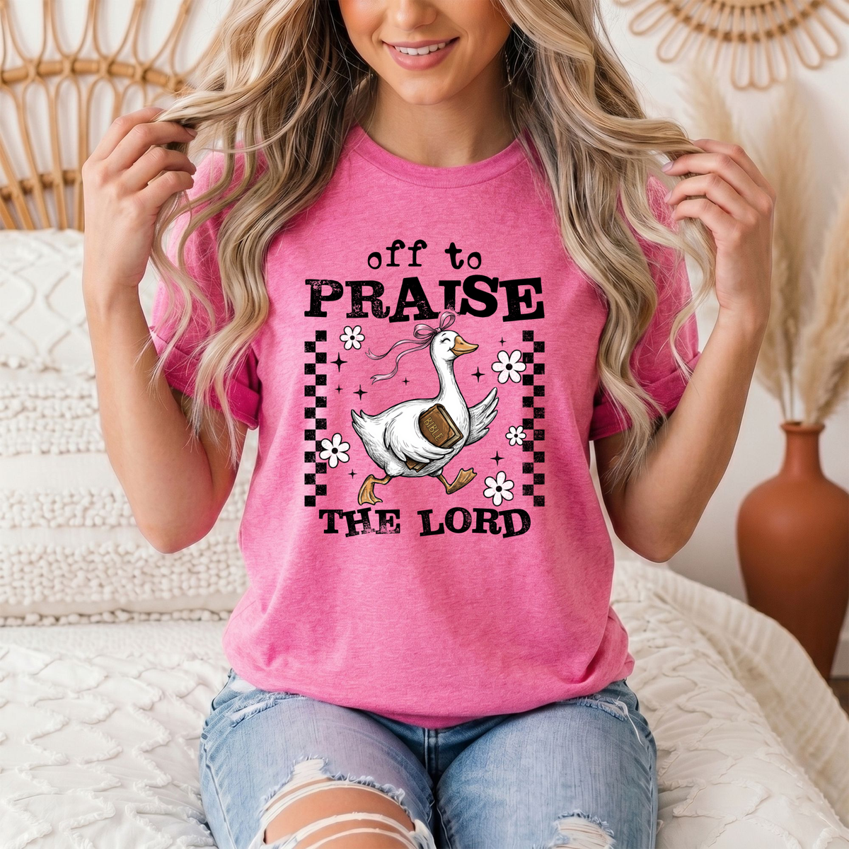 Off To Praise The Lord Christian Graphic Tee