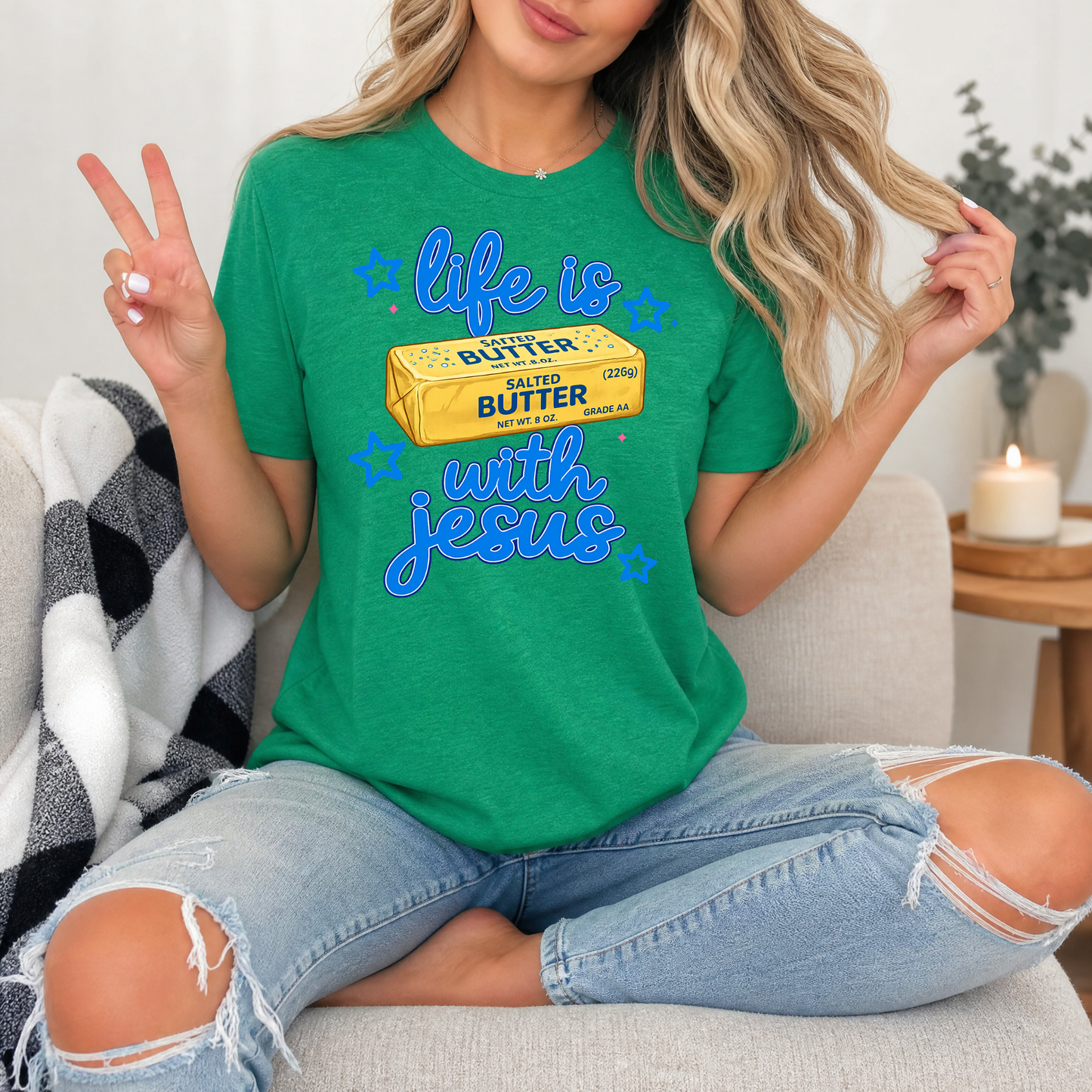 Life Is Butter With Jesus Premium Graphic Tee