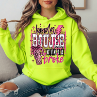 Kinda Boujee Kinda Broke Pink Leopard Graphic Hoodie