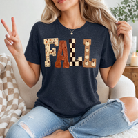 Fall Floral, Checkerboard & Pumpkin Graphic Tee