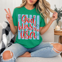God Bless The USA Cheetah Blue Premium Graphic Tee