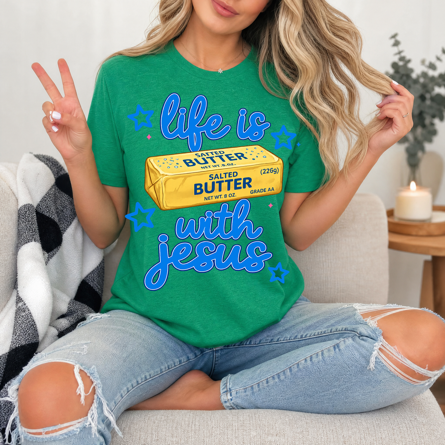 Life Is Butter With Jesus Premium Graphic Tee