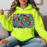 Turquoise Cowhide Mama Western Graphic Hoodie