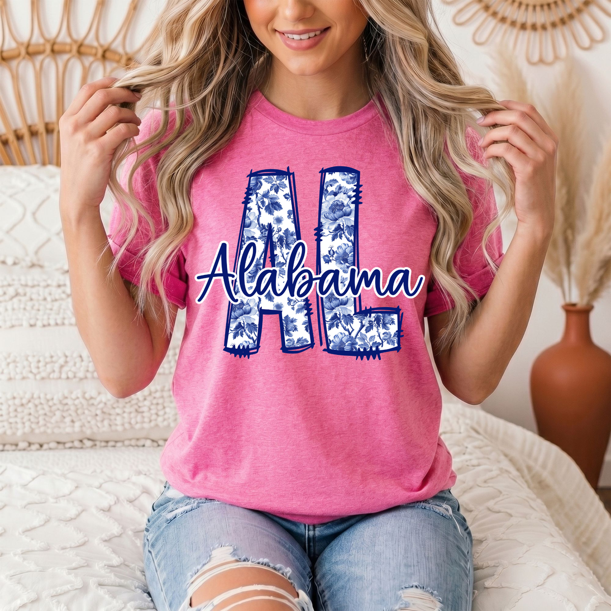 Alabama Blue Floral AL Graphic Tee