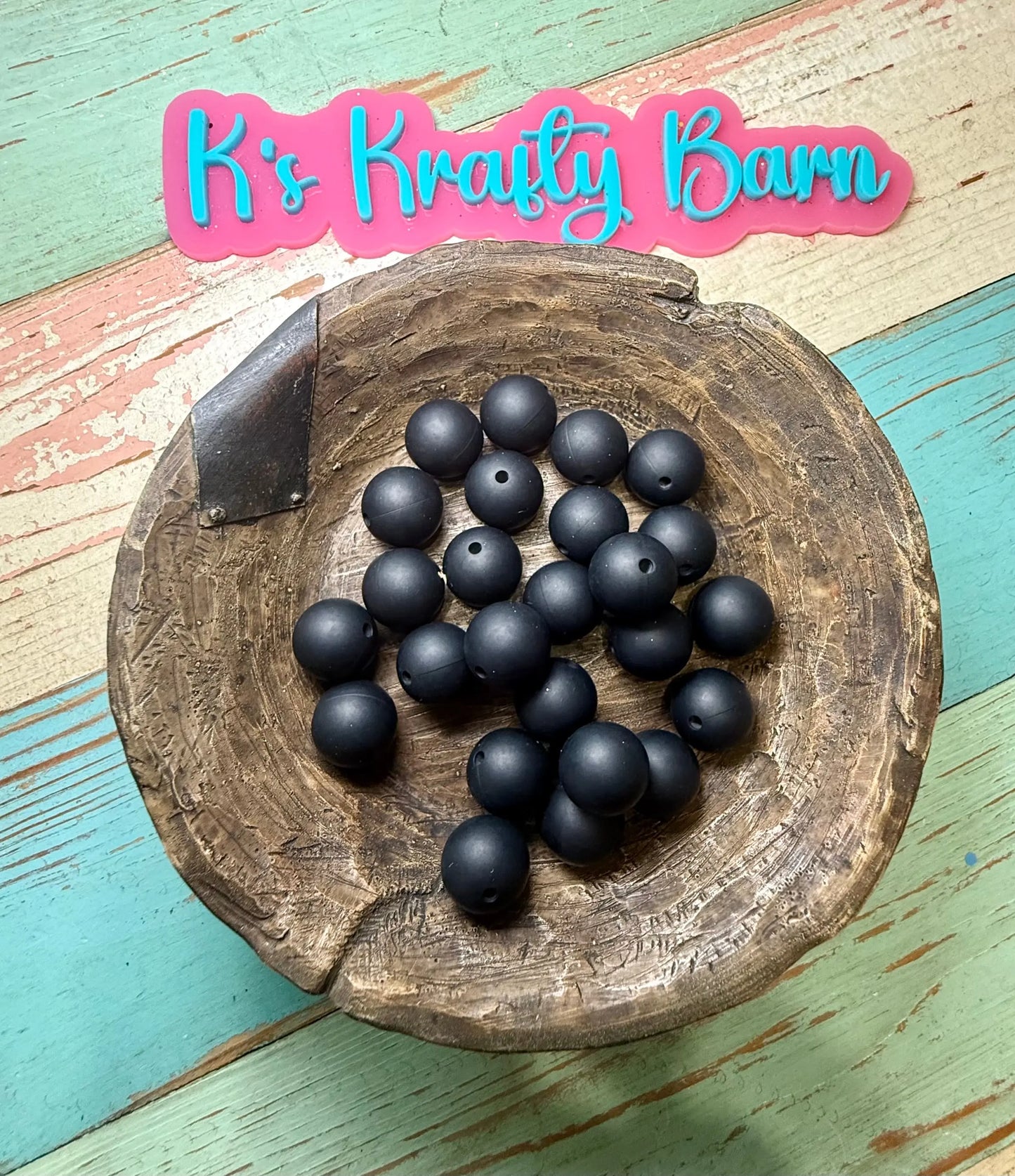 15mm Solid Silicone Beads-Black K's Krafty Barn