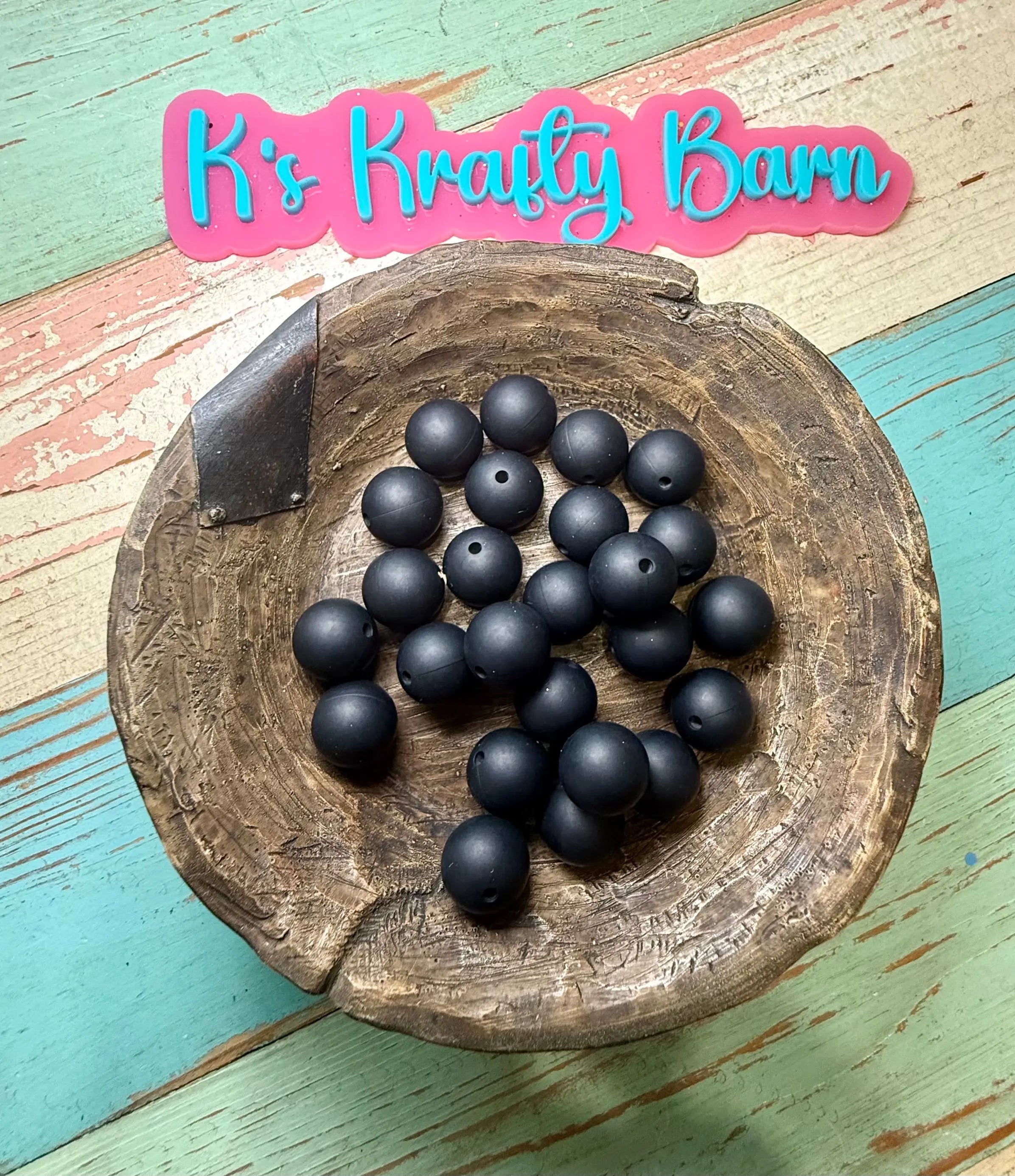 15mm Solid Silicone Beads-Black K's Krafty Barn