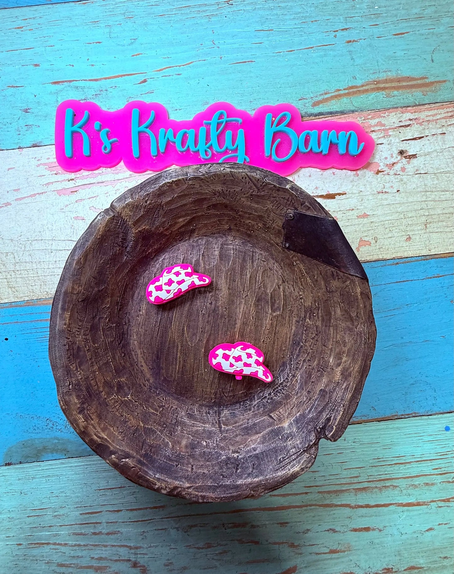 Silicone Focal Bead- Pink cowgirl hat K's Krafty Barn
