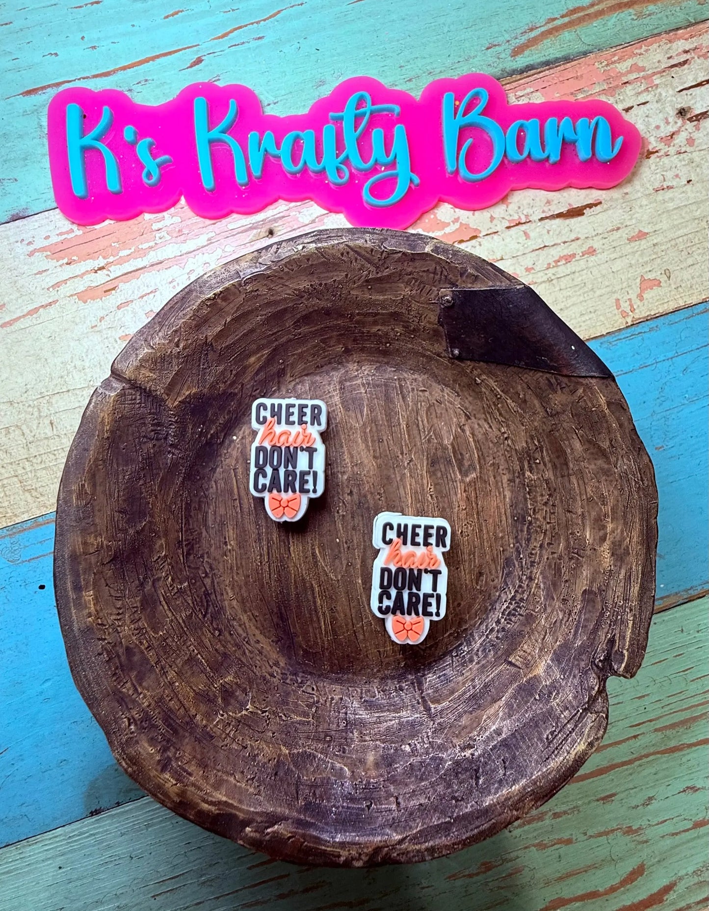 Silicone Focal Bead- Cheer hair don't care K's Krafty Barn