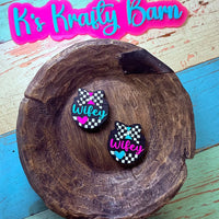 Silicone Focal Bead- Checkered Wifey K's Krafty Barn