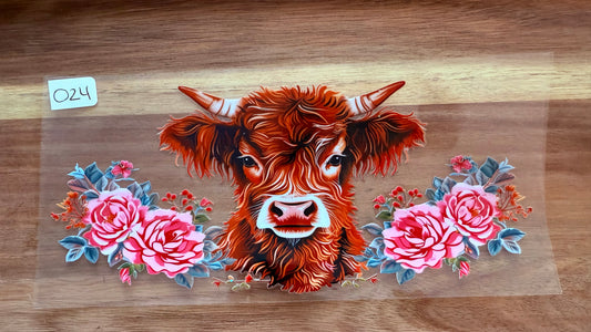 #24 Brown highland cow with roses
