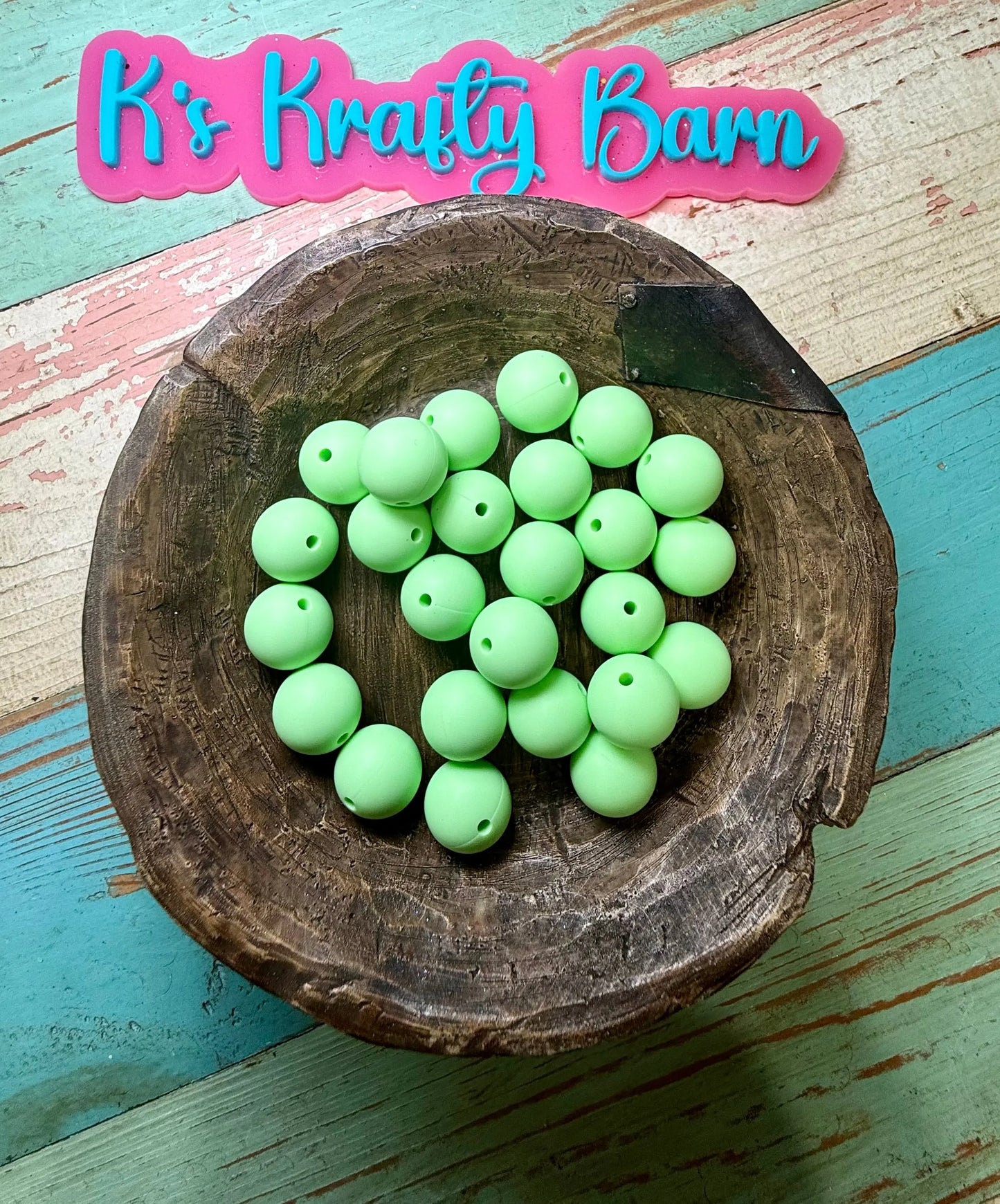 15mm Solid Silicone Beads- Mint K's Krafty Barn