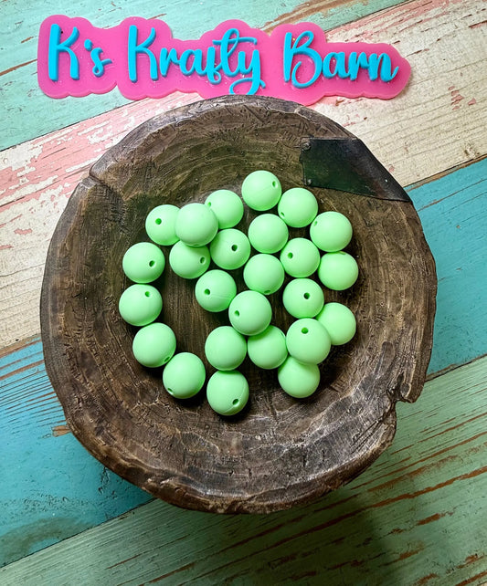 15mm Solid Silicone Beads- Mint K's Krafty Barn