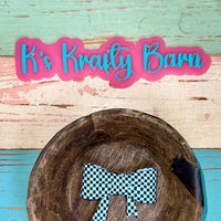 Silicone Focal Bead- Light blue checkered bow K's Krafty Barn