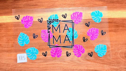 #185 Mama with pink and green leaves