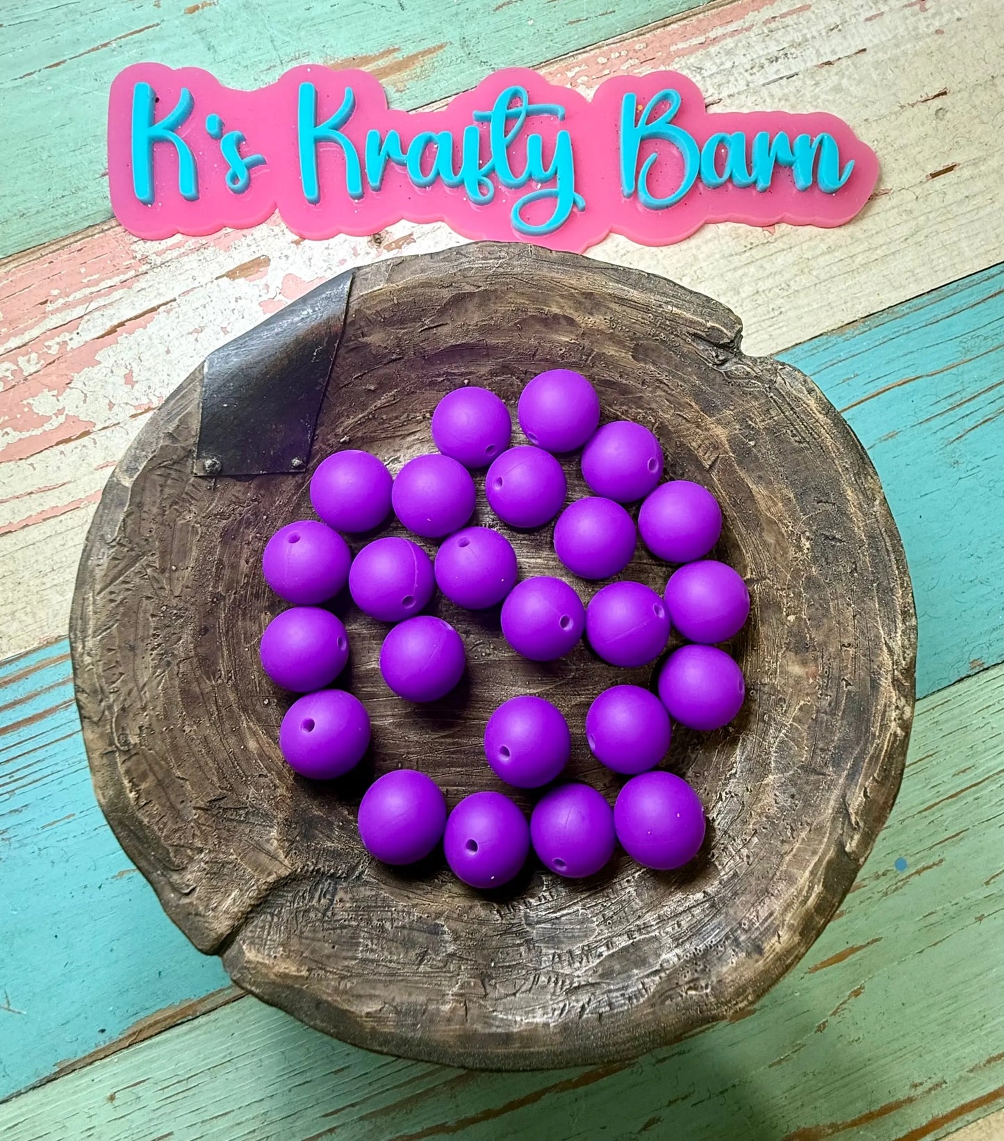 15mm Solid Silicone Beads- Purple K's Krafty Barn