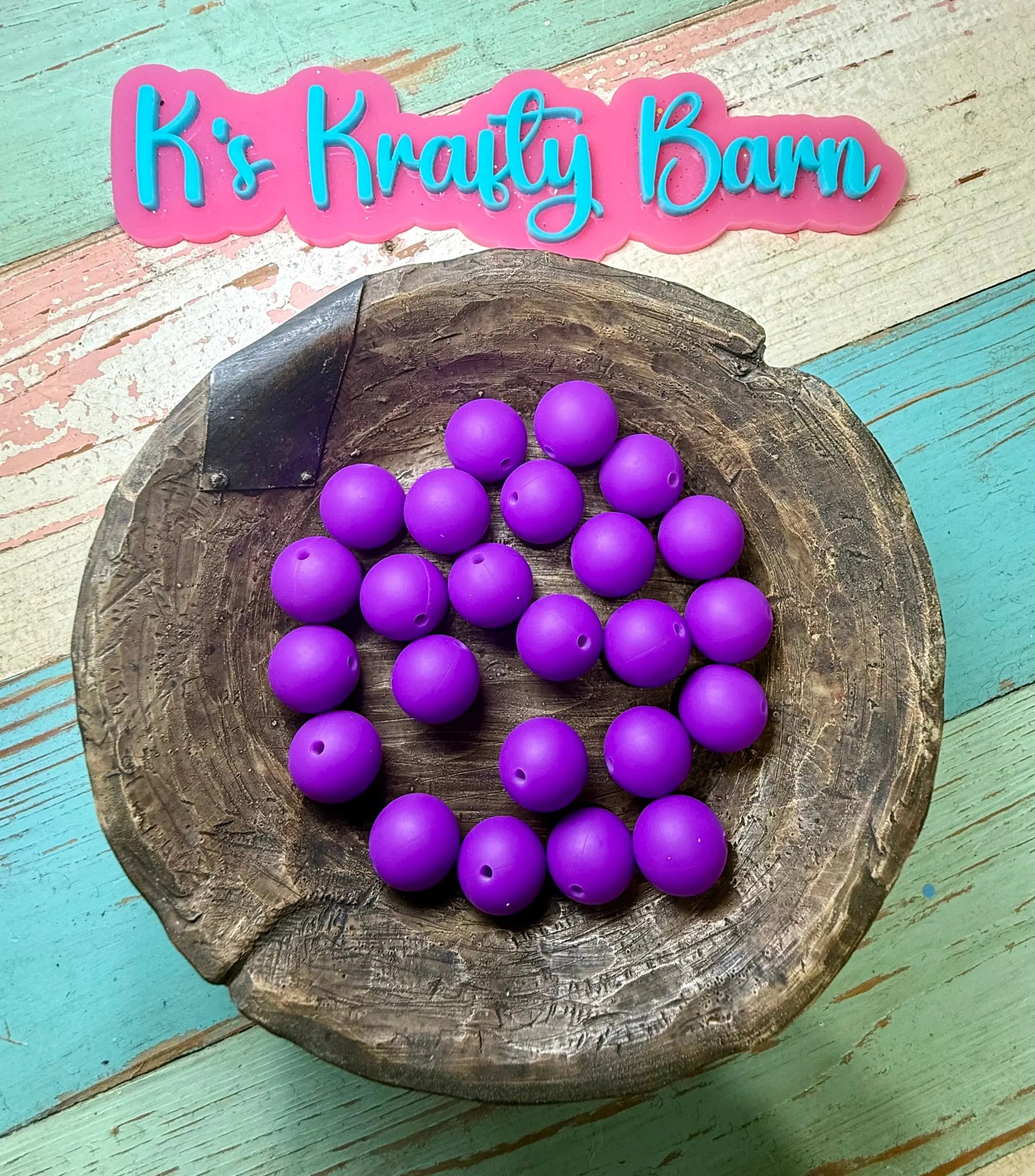 15mm Solid Silicone Beads- Purple K's Krafty Barn