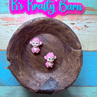 Silicone Focal Bead- 3D Pink Monkey K's Krafty Barn