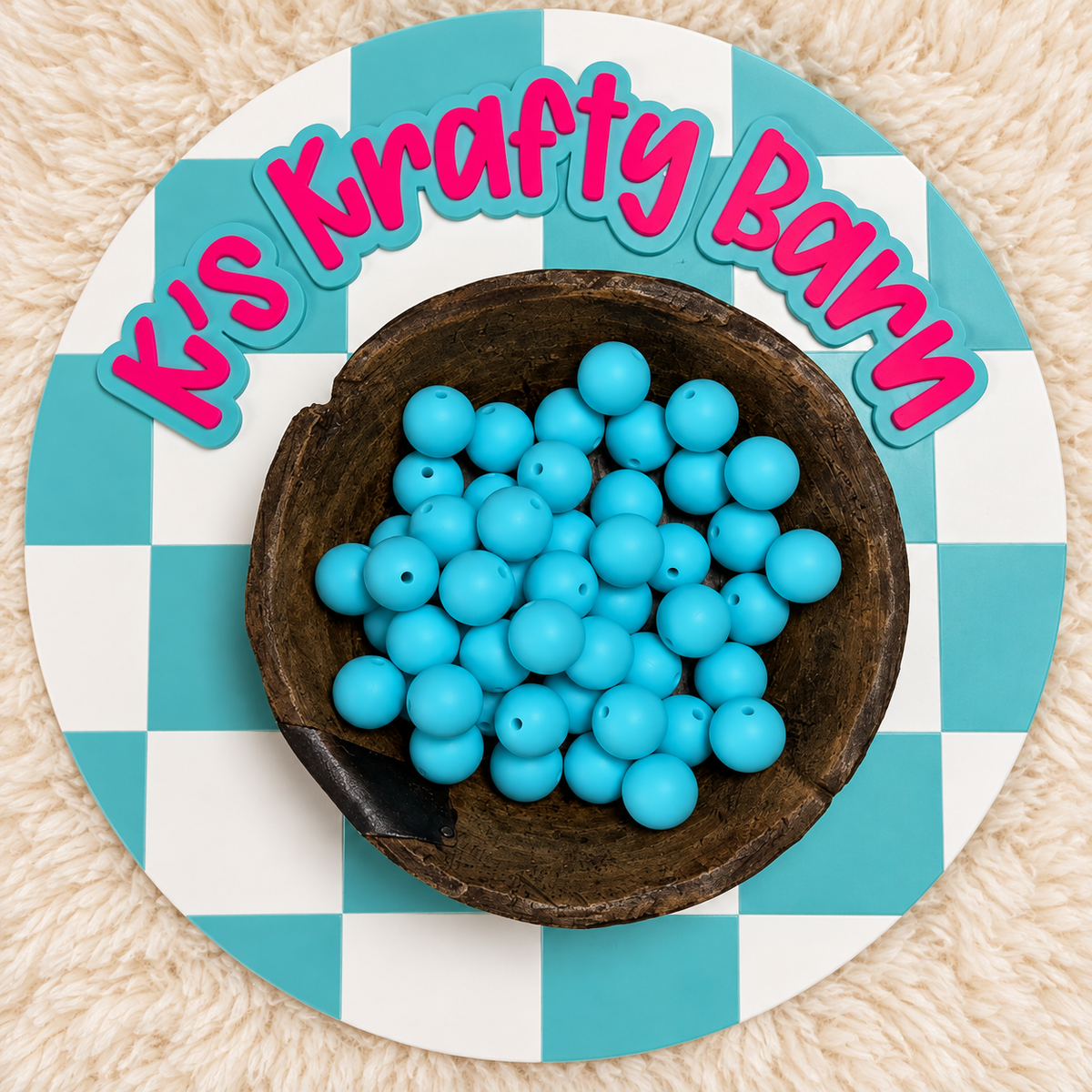 Aqua 15mm Solid Silicone Beads