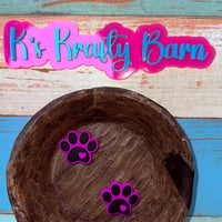 Silicone Focal Bead- Fuchsia & Black paw print K's Krafty Barn