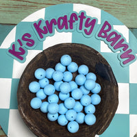 15mm Solid Silicone Beads- Powder Blue